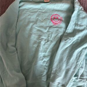 Mint Green Sweatshirt with Pink Graphic